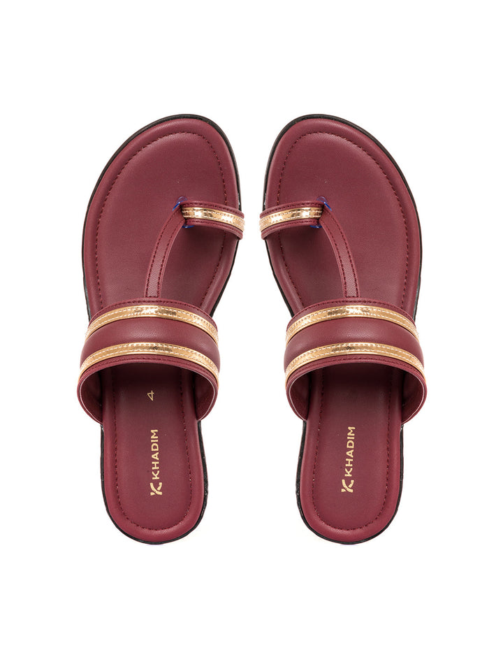 Khadim Wedge Heel Kolhapuri Slip On Sandal for Women