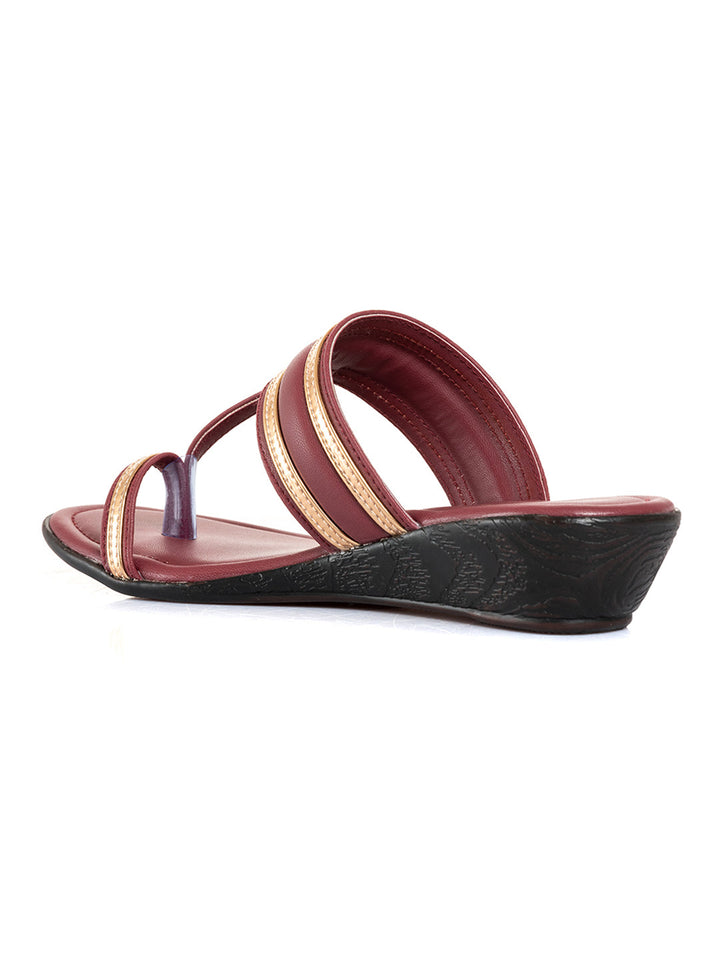 Khadim Wedge Heel Kolhapuri Slip On Sandal for Women