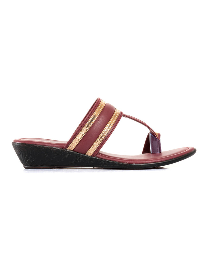 Khadim Wedge Heel Kolhapuri Slip On Sandal for Women