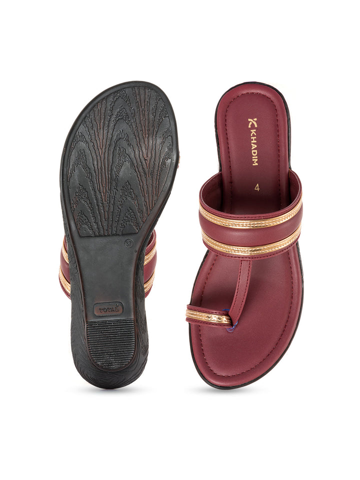 Khadim Wedge Heel Kolhapuri Slip On Sandal for Women