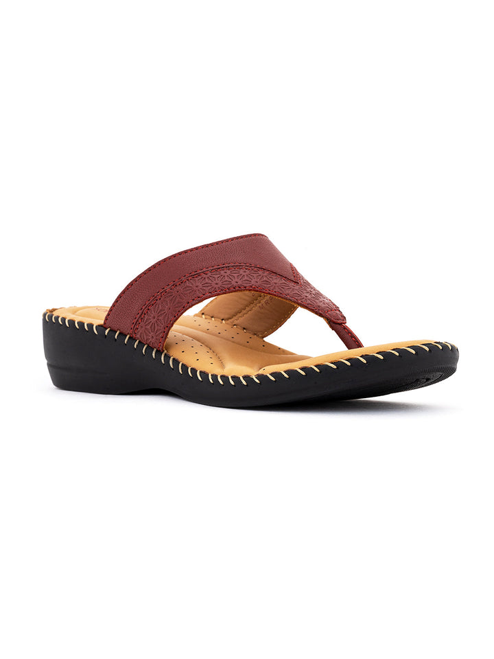Khadim Softouch Leather Wedge Heel Slip On Sandal for Women