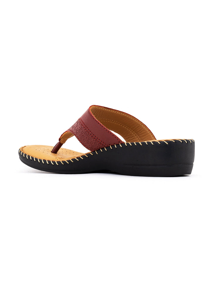 Khadim Softouch Leather Wedge Heel Slip On Sandal for Women