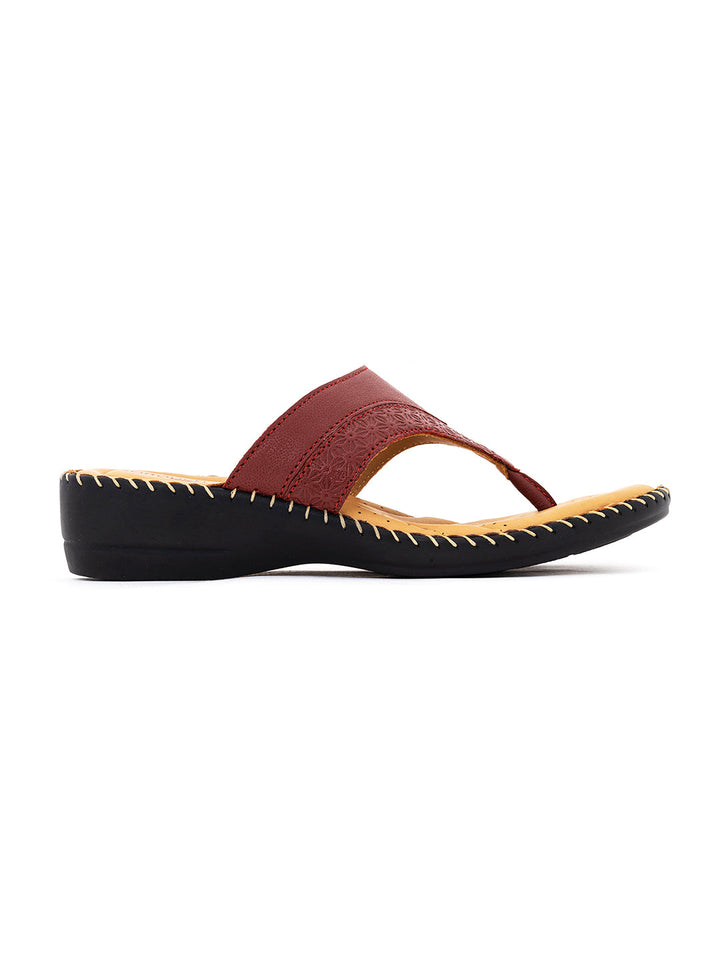 Khadim Softouch Leather Wedge Heel Slip On Sandal for Women