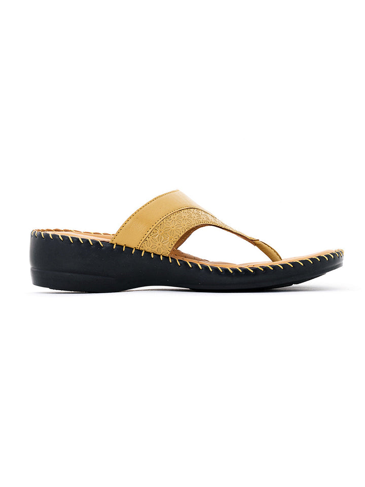 Khadim Softouch Leather Wedge Heel Slip On Sandal for Women