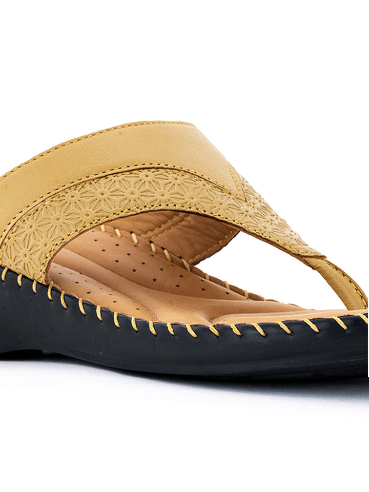 Khadim Softouch Leather Wedge Heel Slip On Sandal for Women