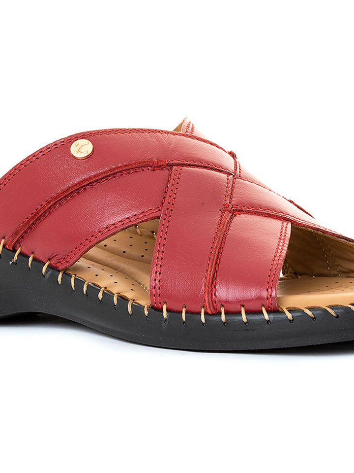 Khadim Softouch Leather Wedge Heel Mule Slip On Sandal for Women