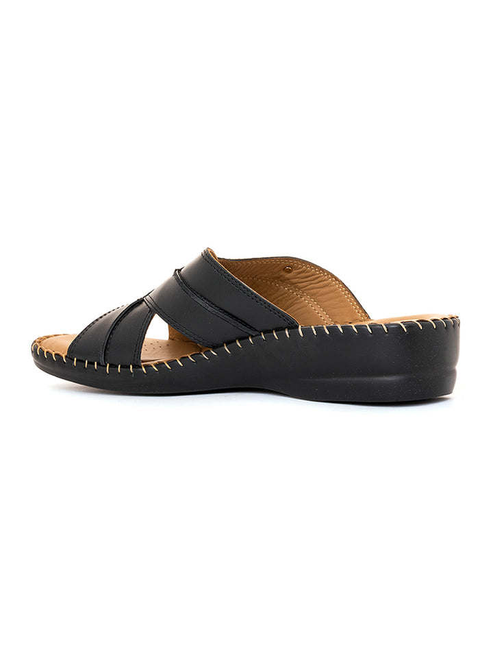 Khadim Softouch Leather Wedge Heel Mule Slip On Sandal for Women