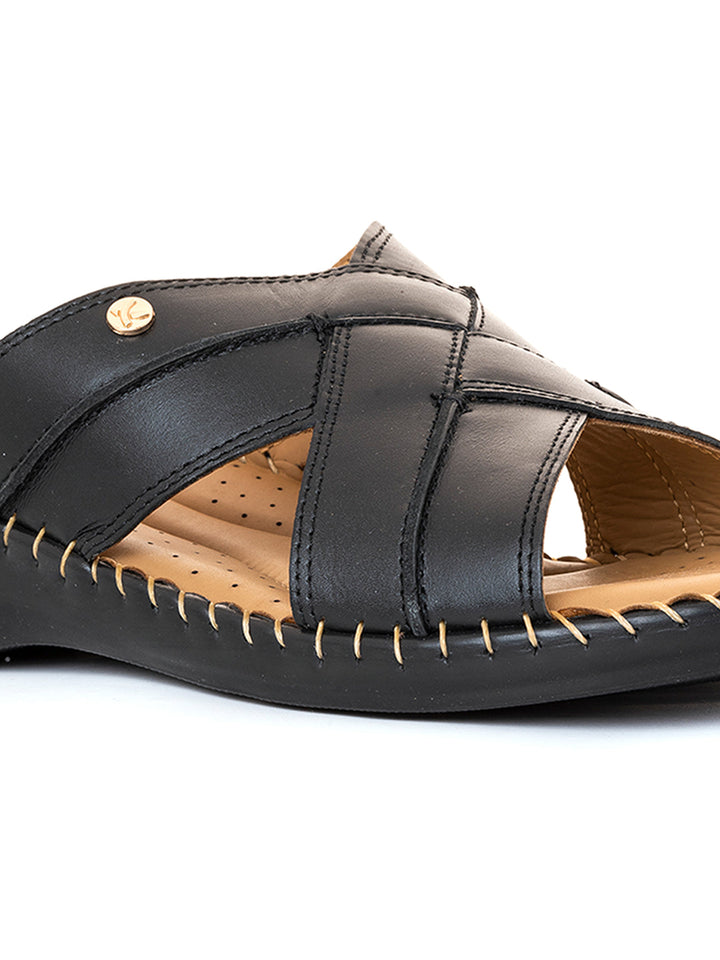 Khadim Softouch Leather Wedge Heel Mule Slip On Sandal for Women