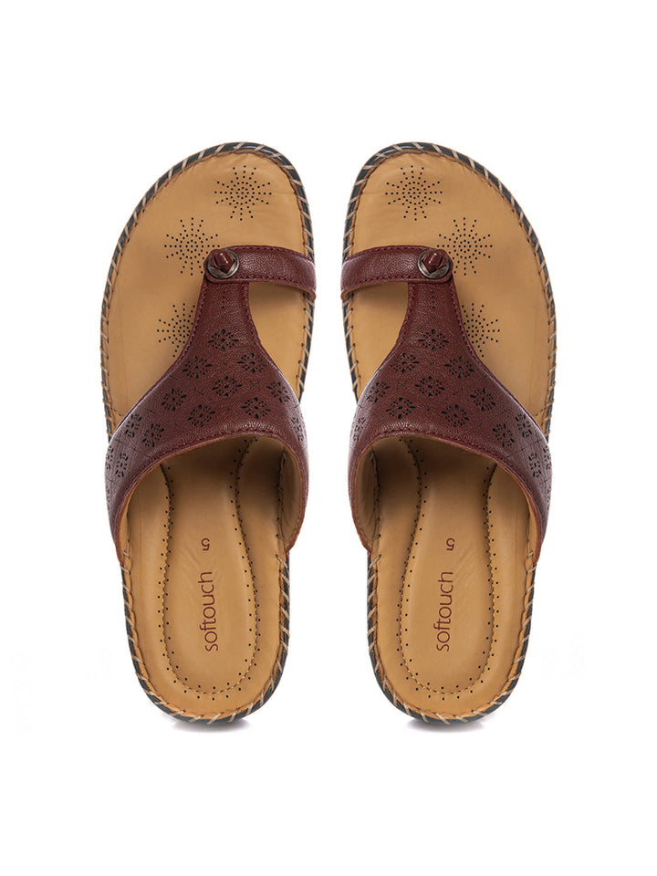 KHADIM Softouch Leather Wedge Heel Slip On Sandal for Women