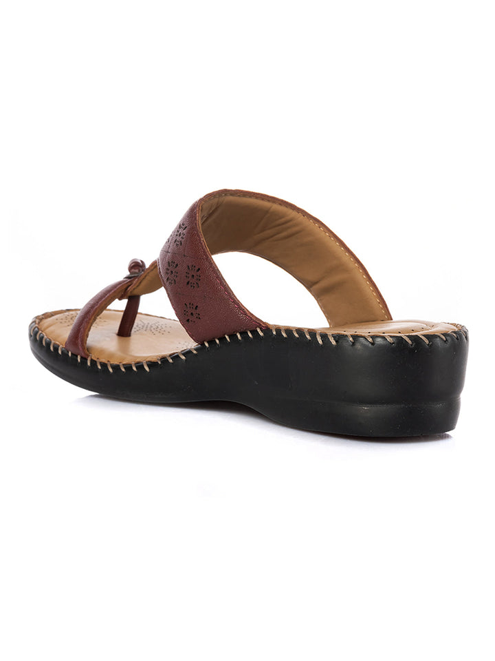 KHADIM Softouch Leather Wedge Heel Slip On Sandal for Women