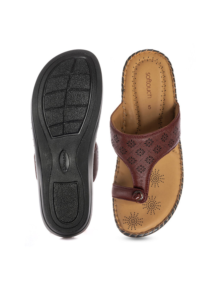 KHADIM Softouch Leather Wedge Heel Slip On Sandal for Women