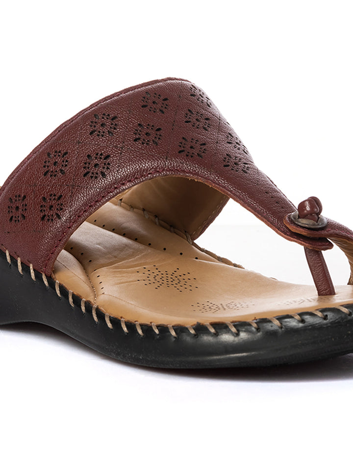 KHADIM Softouch Leather Wedge Heel Slip On Sandal for Women