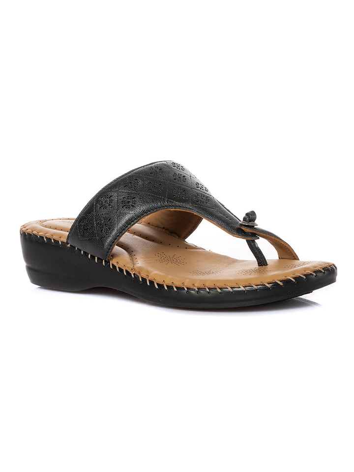 KHADIM Softouch Leather Wedge Heel Slip On Sandal for Women