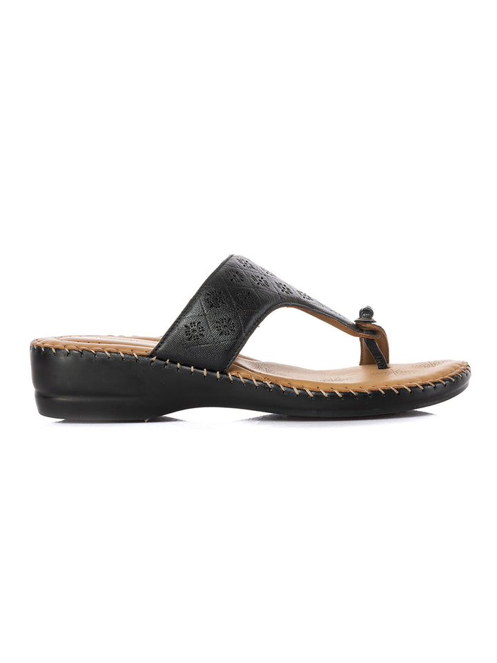 KHADIM Softouch Leather Wedge Heel Slip On Sandal for Women