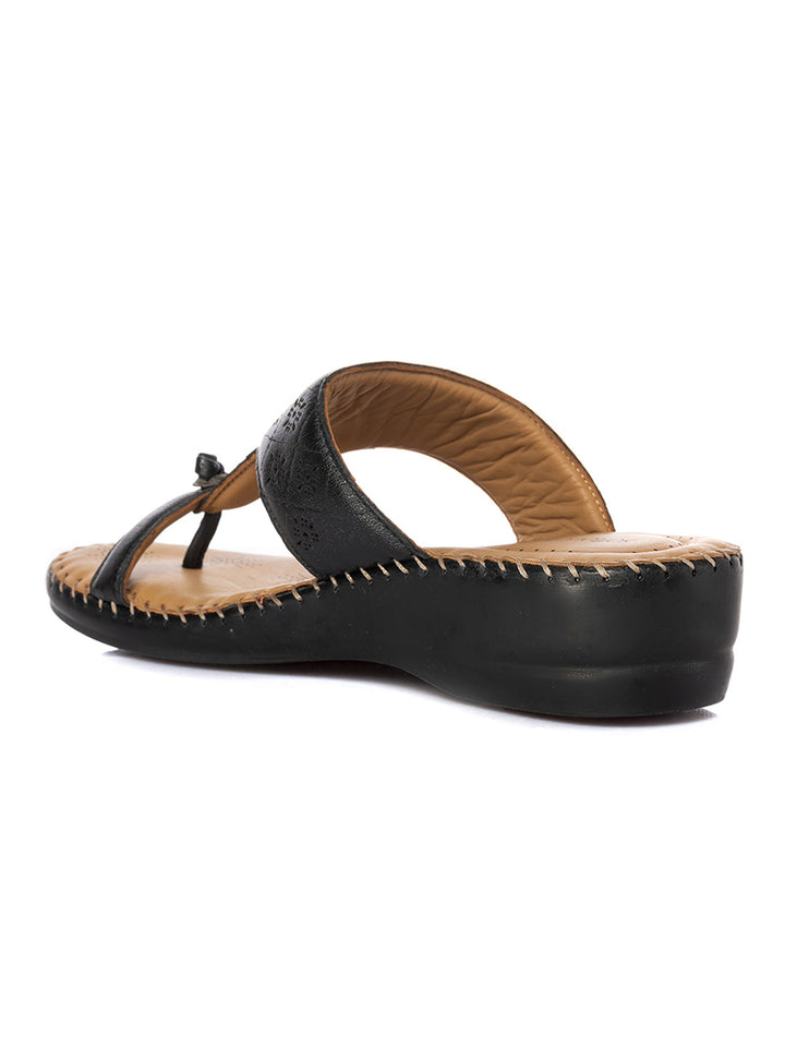 KHADIM Softouch Leather Wedge Heel Slip On Sandal for Women
