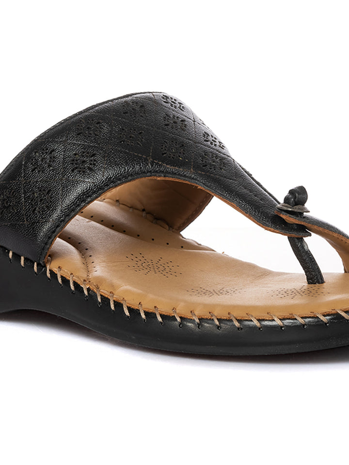 KHADIM Softouch Leather Wedge Heel Slip On Sandal for Women