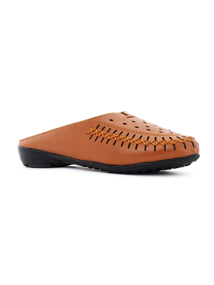 Khadim Sharon Leather Flat Mule Slip On Sandal for Women
