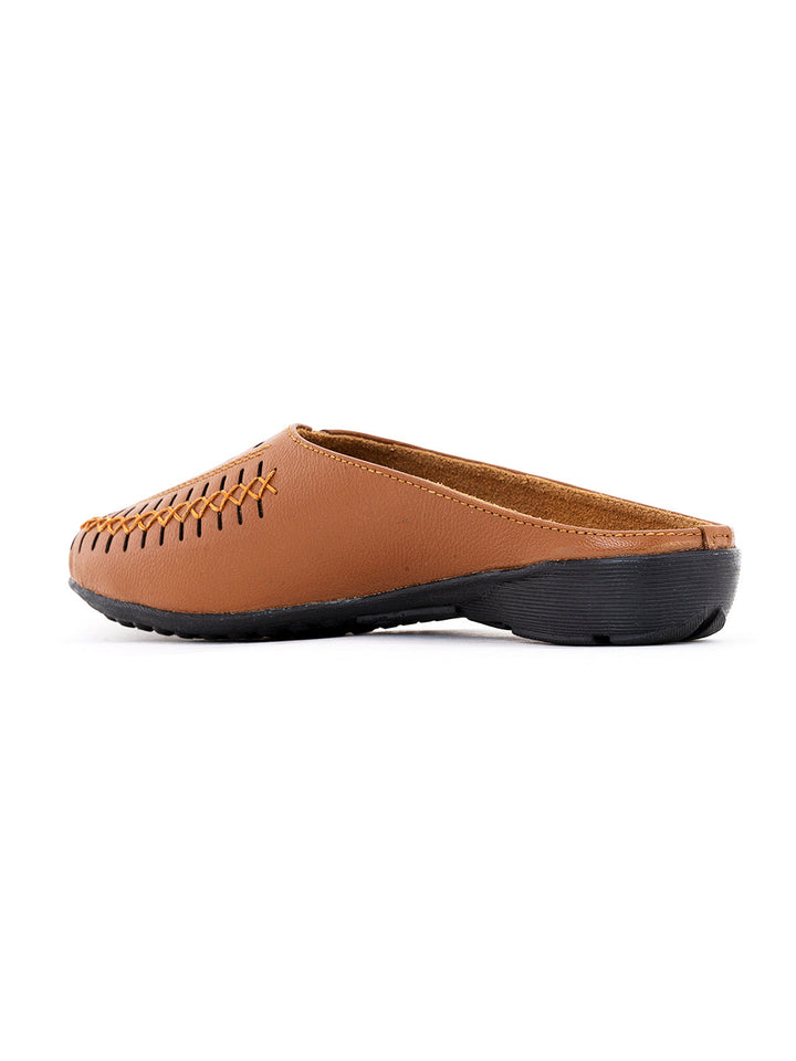 Khadim Sharon Leather Flat Mule Slip On Sandal for Women