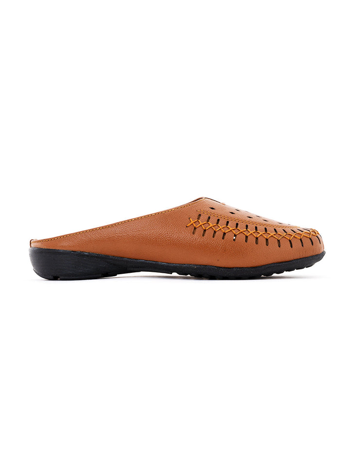 Khadim Sharon Leather Flat Mule Slip On Sandal for Women