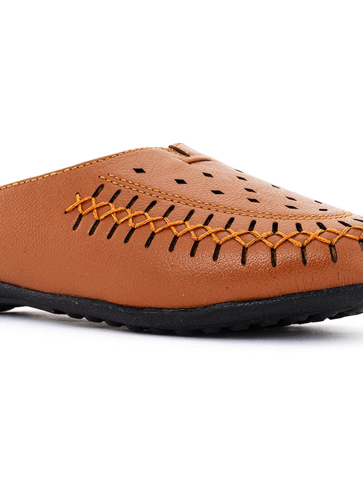Khadim Sharon Leather Flat Mule Slip On Sandal for Women