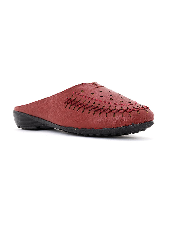 Khadim Sharon Leather Flat Mule Slip On Sandal for Women
