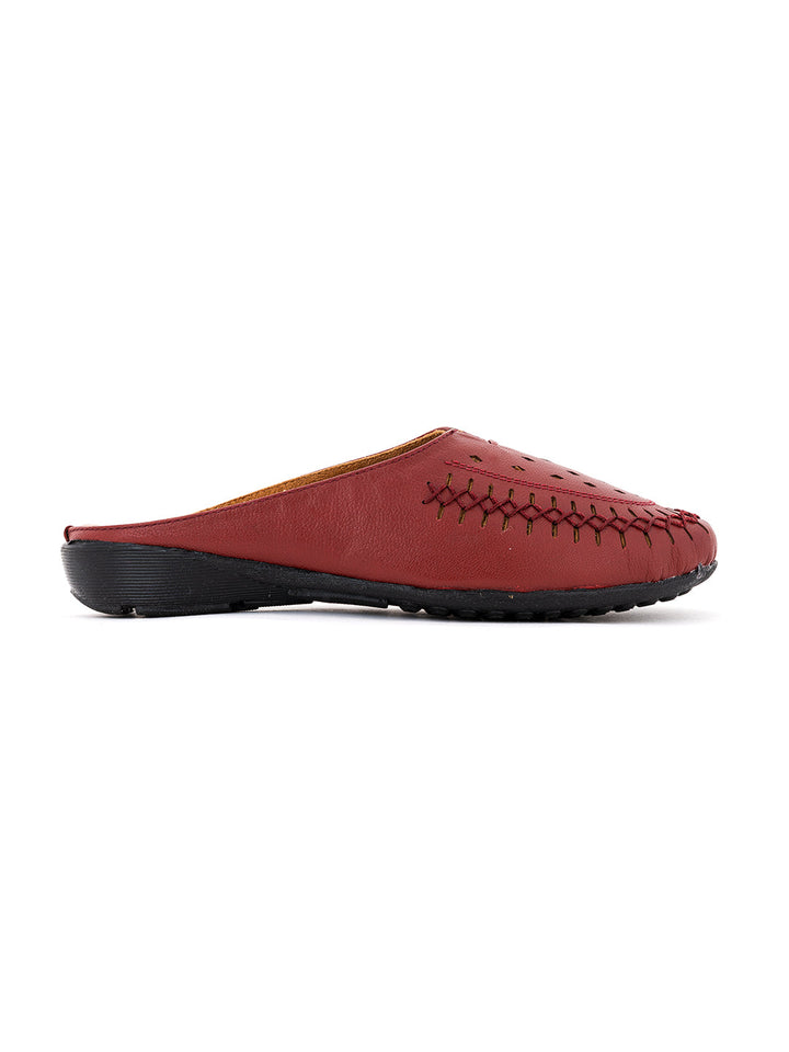 Khadim Sharon Leather Flat Mule Slip On Sandal for Women