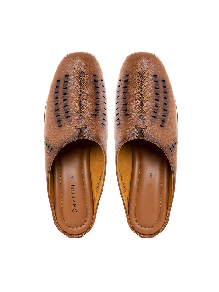 Khadim Sharon Leather Block Heel Mule Slip On Sandal for Women