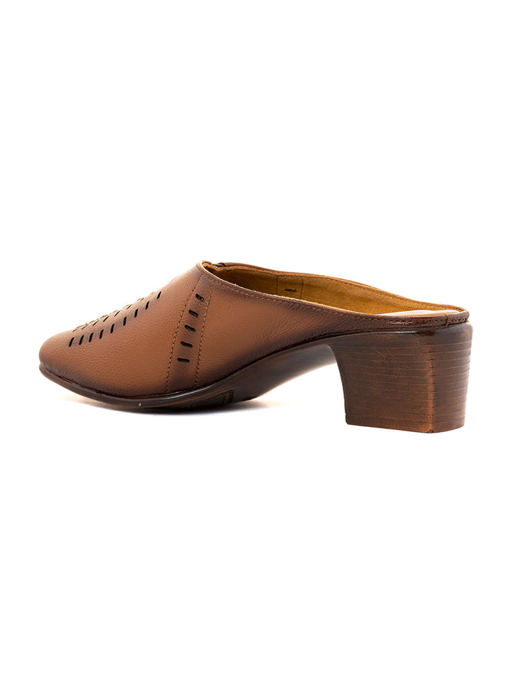 Khadim Sharon Leather Block Heel Mule Slip On Sandal for Women