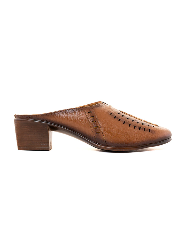 Khadim Sharon Leather Block Heel Mule Slip On Sandal for Women