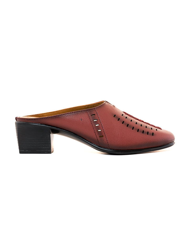 Khadim Sharon Leather Block Heel Mule Slip On Sandal for Women