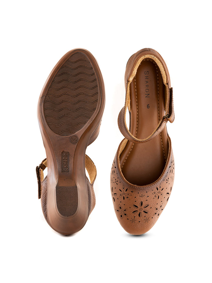Khadim Sharon Leather Wedge Heel Sandal for Women