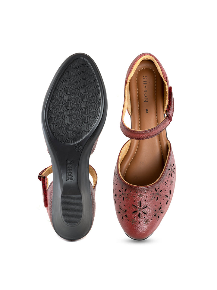 Khadim Sharon Leather Wedge Heel Sandal for Women