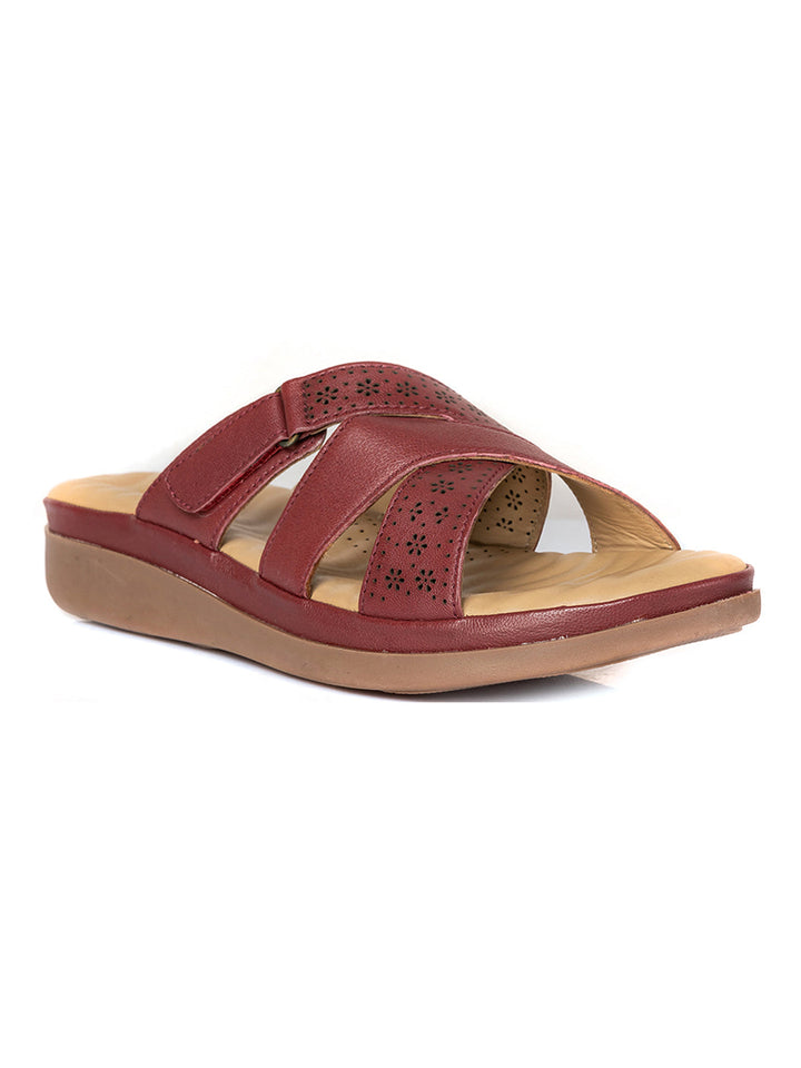 KHADIM Softouch Leather Platform Heel Slip On Sandal for Women