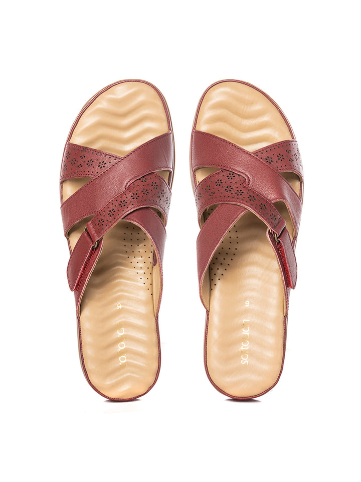 KHADIM Softouch Leather Platform Heel Slip On Sandal for Women