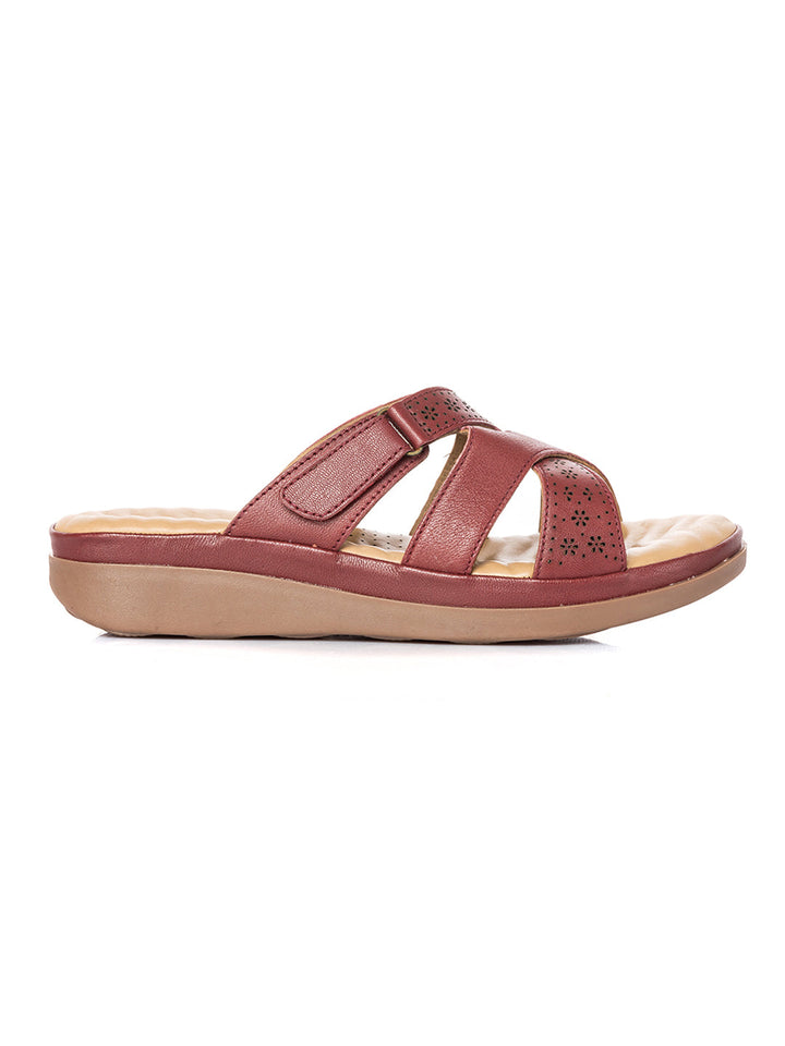KHADIM Softouch Leather Platform Heel Slip On Sandal for Women