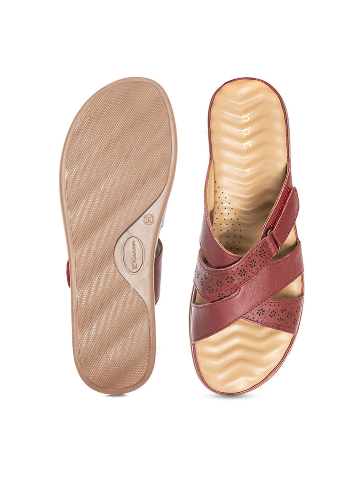 KHADIM Softouch Leather Platform Heel Slip On Sandal for Women