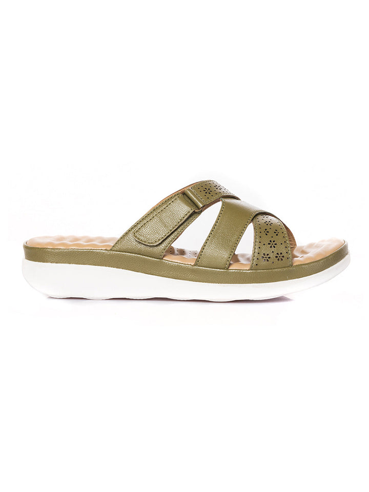 KHADIM Softouch Leather Platform Heel Slip On Sandal for Women