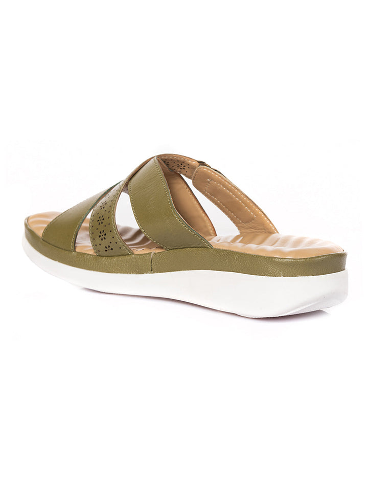 KHADIM Softouch Leather Platform Heel Slip On Sandal for Women