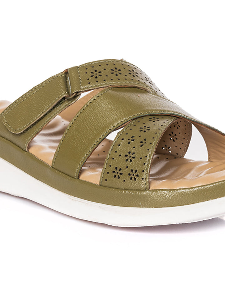 KHADIM Softouch Leather Platform Heel Slip On Sandal for Women