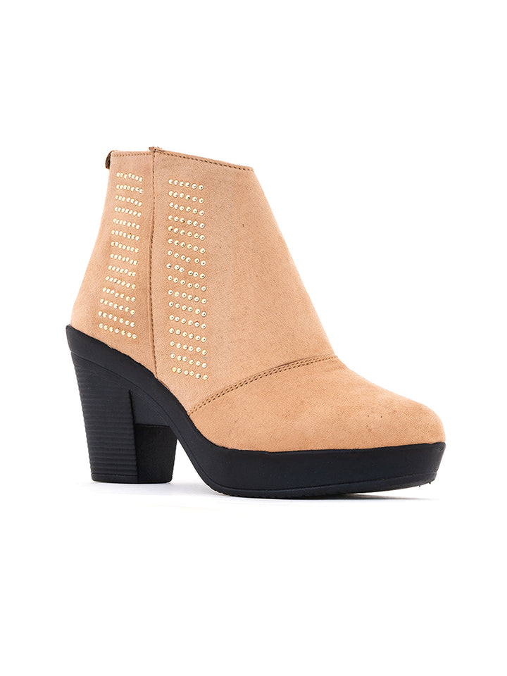 Khadim Cleo Block Heel Zipper Boots for Women