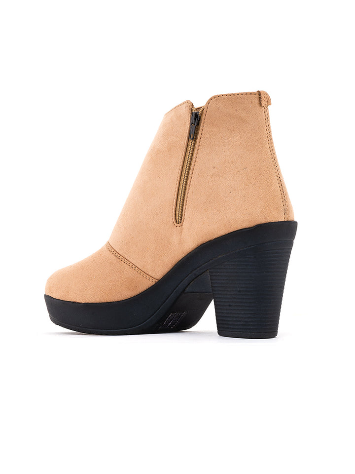 Khadim Cleo Block Heel Zipper Boots for Women