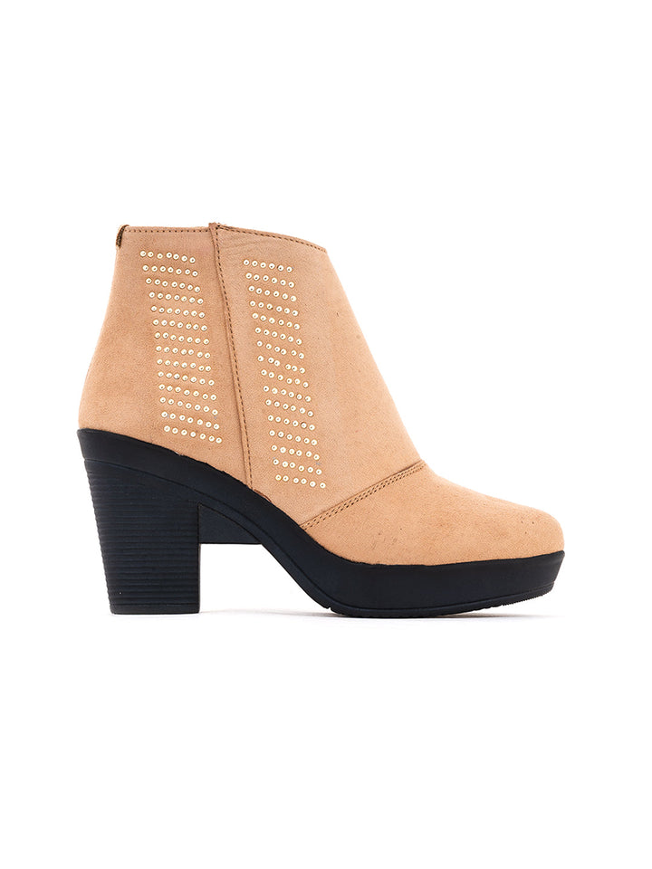 Khadim Cleo Block Heel Zipper Boots for Women