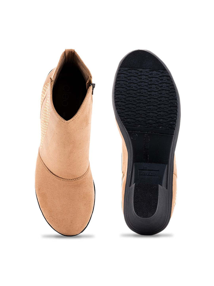 Khadim Cleo Block Heel Zipper Boots for Women