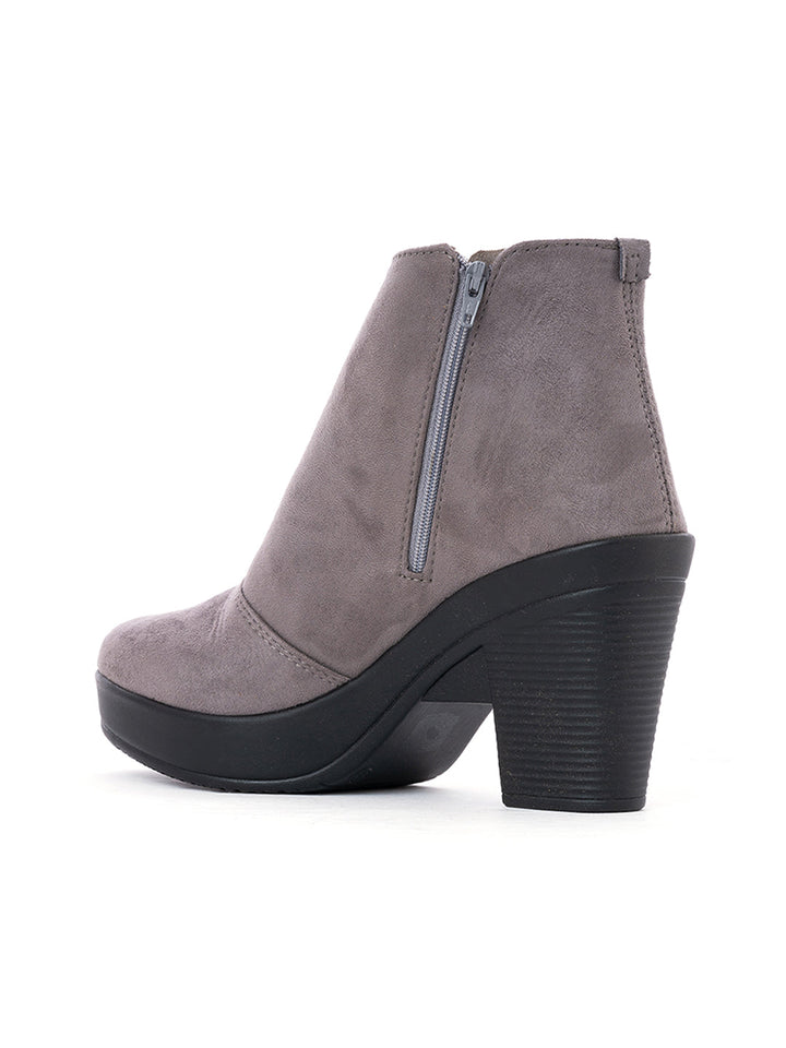 Khadim Cleo Block Heel Zipper Boots for Women
