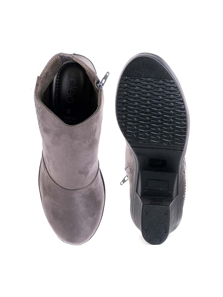 Khadim Cleo Block Heel Zipper Boots for Women