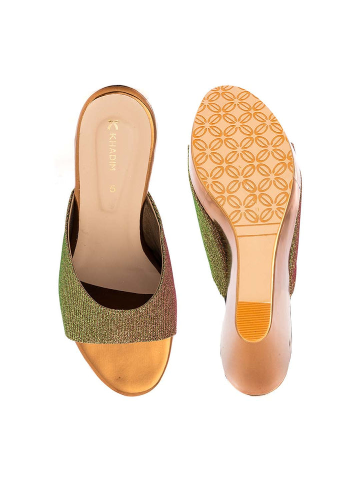 Khadim High Heel Wedge Mule Slip On Sandal for Women