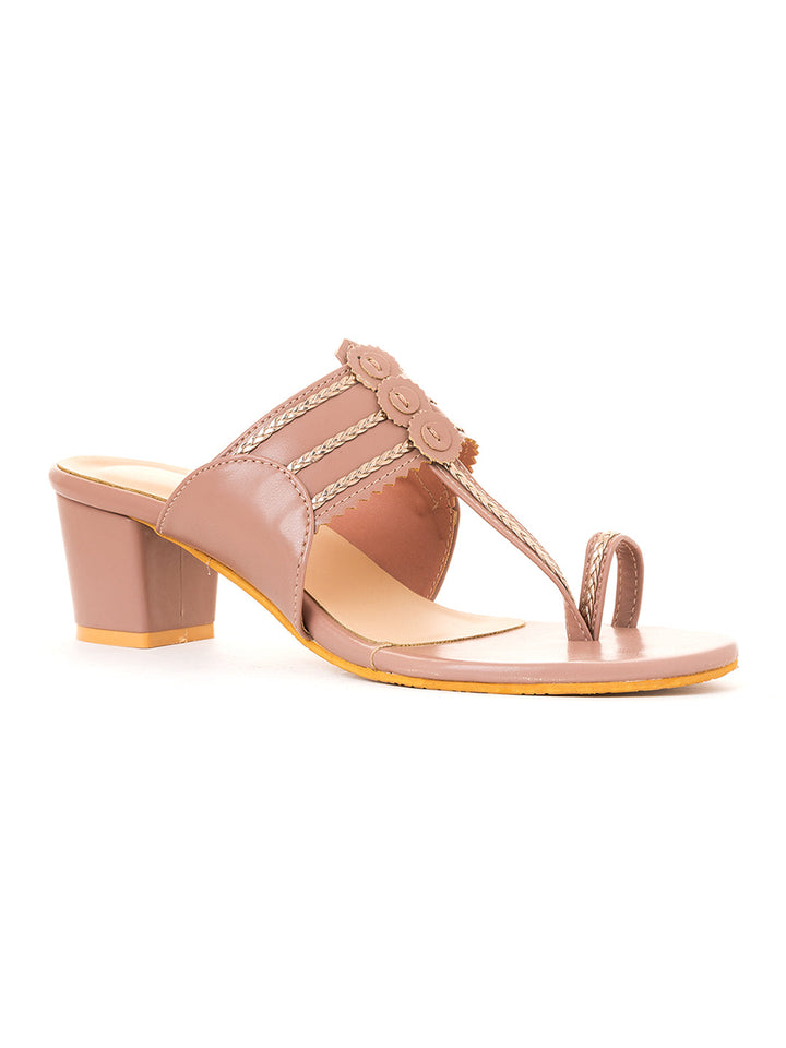 Khadim Block Heel Kolhapuri Slip On Sandal for Women