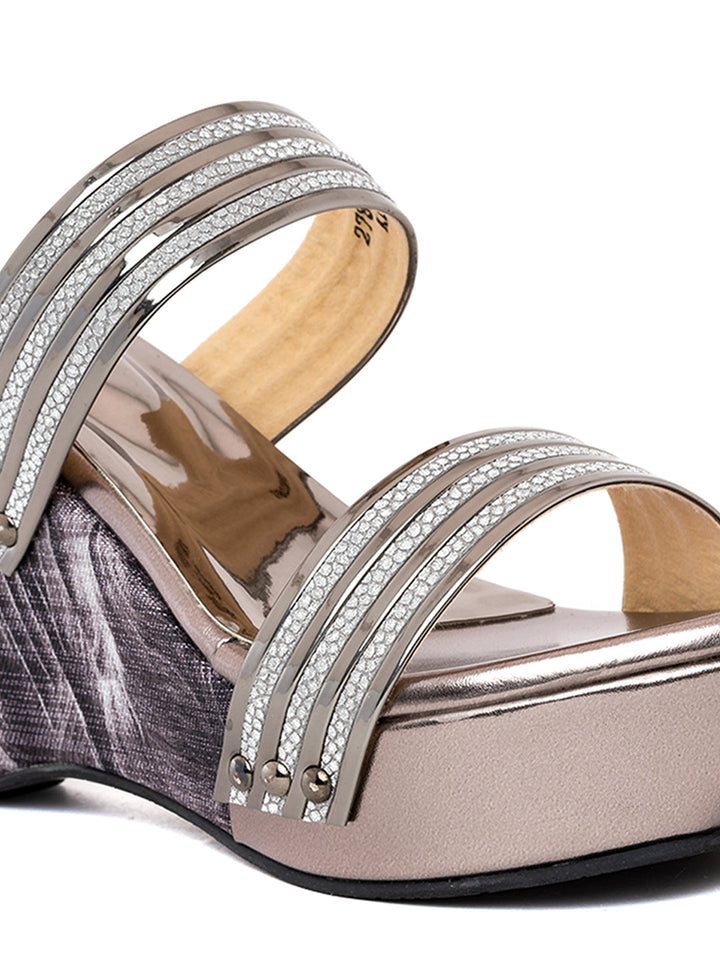 Khadim Cleo High Heel Wedge Mule Slip On Sandal for Women