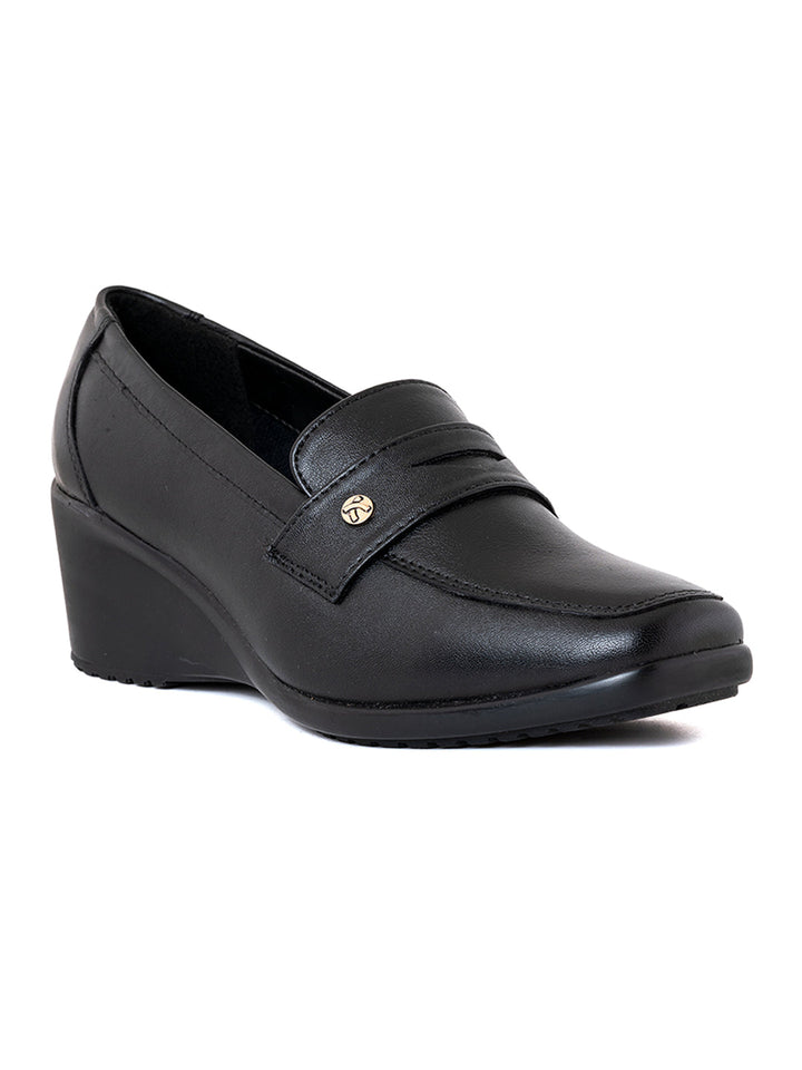 Khadim Sharon Leather Wedge Heel Penny Loafers Casual Shoe for Women