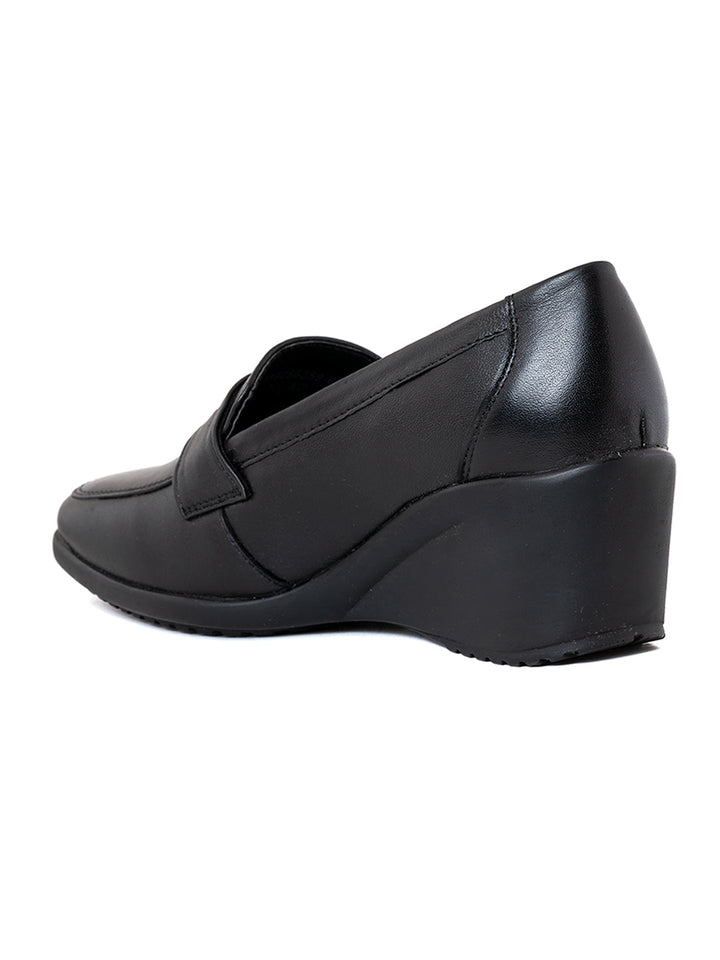 Khadim Sharon Leather Wedge Heel Penny Loafers Casual Shoe for Women